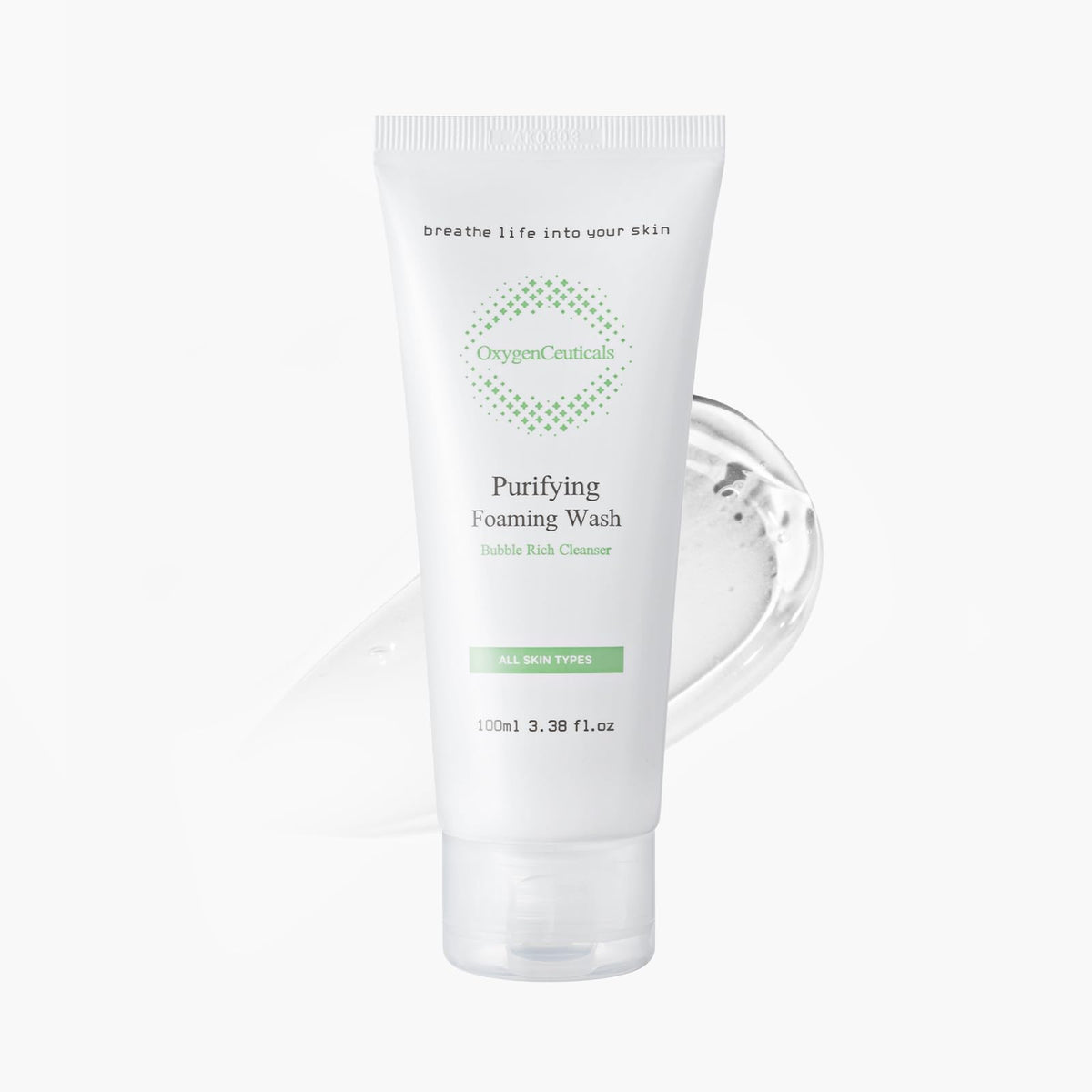 OxygenCeuticals Purifying Foaming Wash bottle ready for daily cleansing.