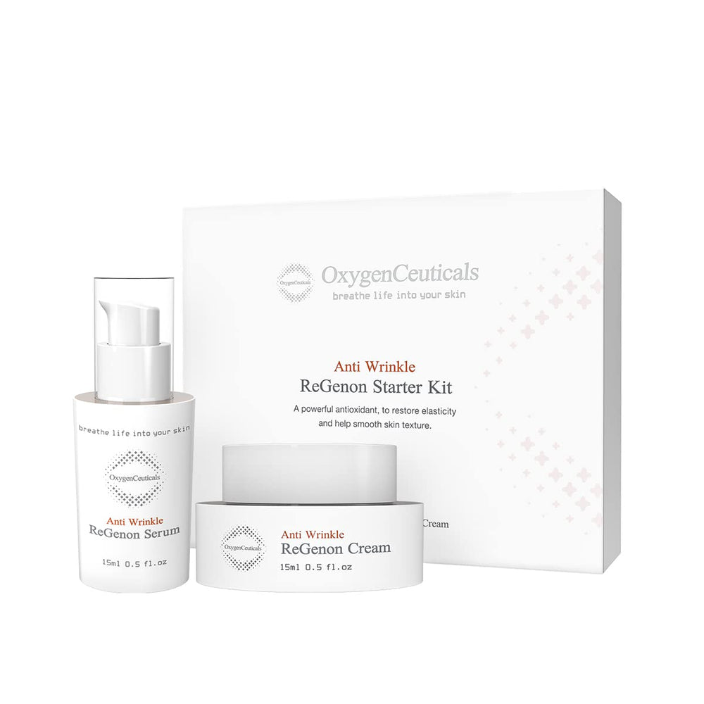 OxygenCeuticals ReGenon serum bottle showing antioxidant support for daily skincare.