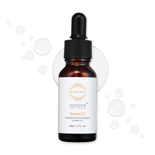 OxygenCeuticals Serum 12 bottle front view, brightening for sensitive skin.