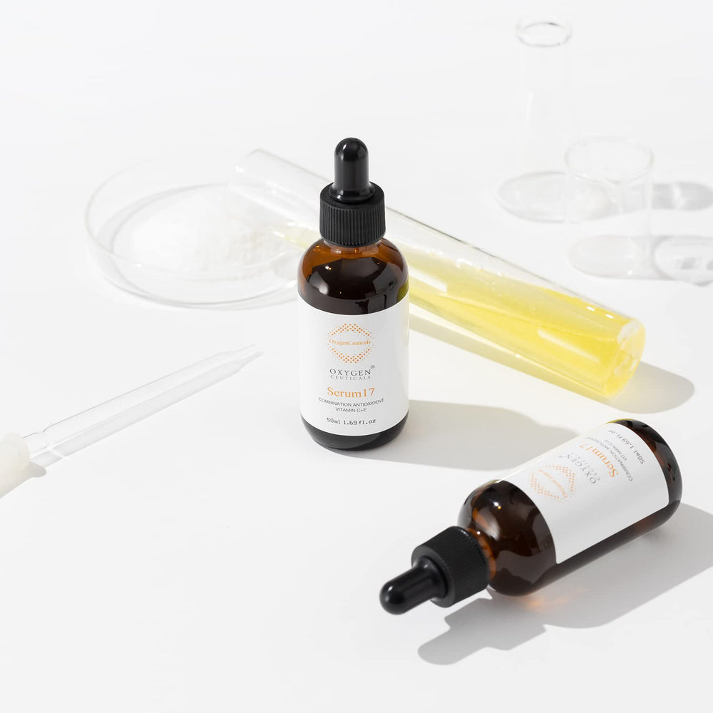 OxygenCeuticals Serum 12 label detail, highlights 12% vitamin C and vitamin E.