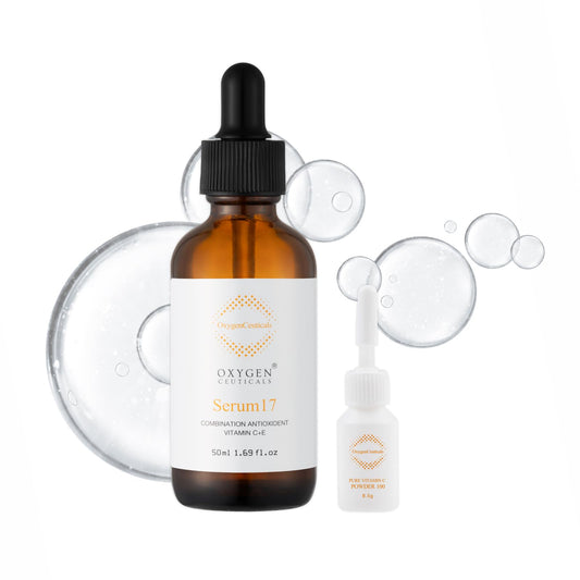 OxygenCeuticals Serum 17 bottle highlighting premium vitamin C formula for brightening