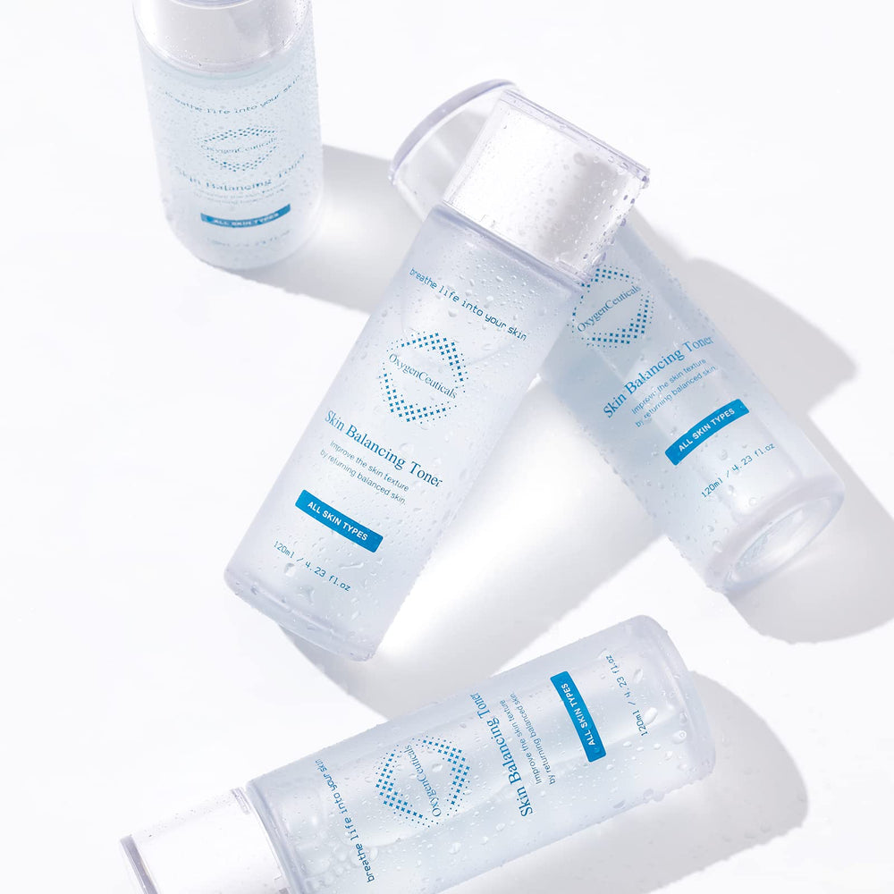 OxygenCeuticals Skin Balancing Toner bottle highlights centella extract benefits.