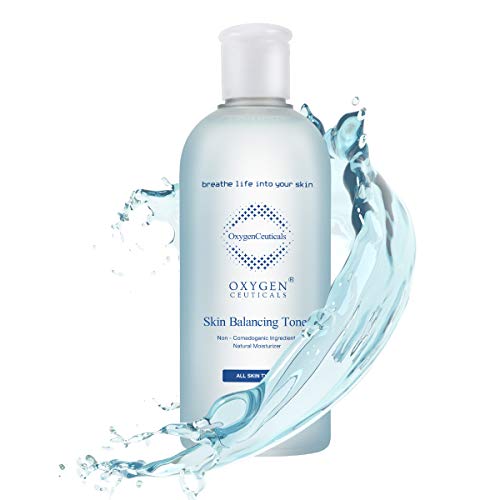 OxygenCeuticals Skin Balancing Toner applied with a cotton pad for even texture