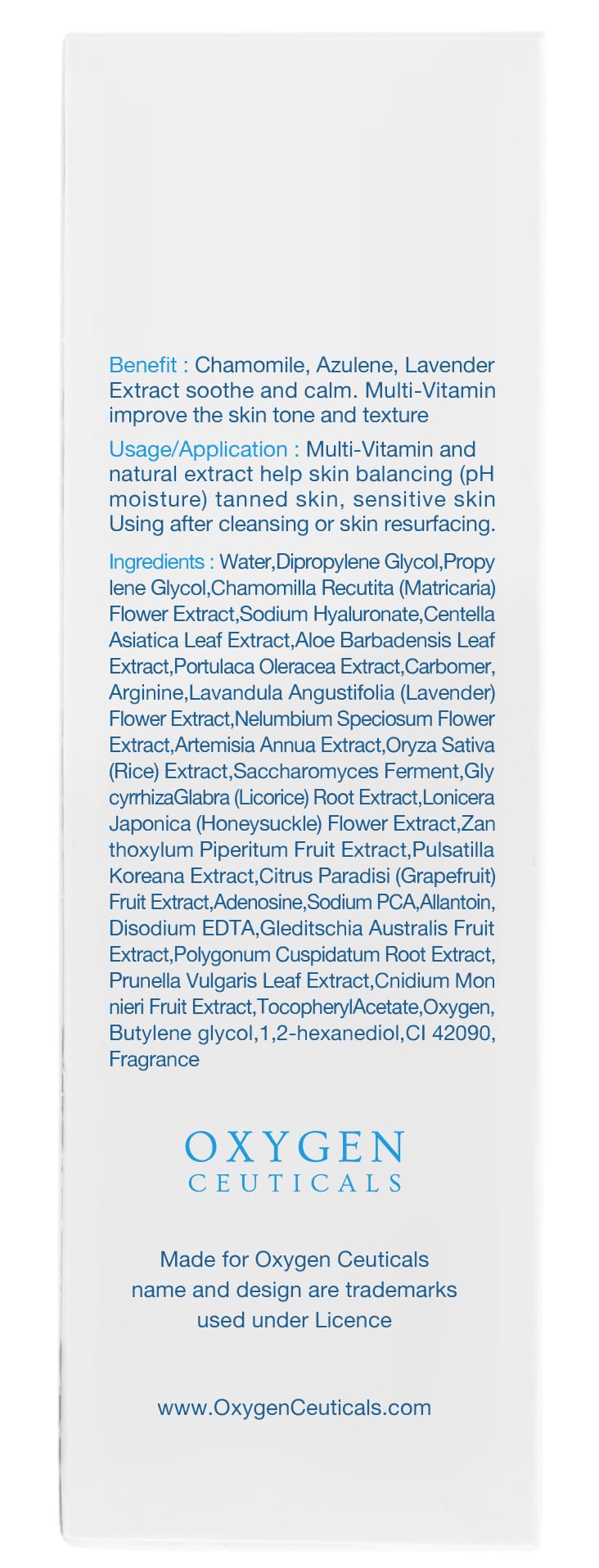 OxygenCeuticals Toning Gel adenosine component visual hints at subtle anti-wrinkle support
