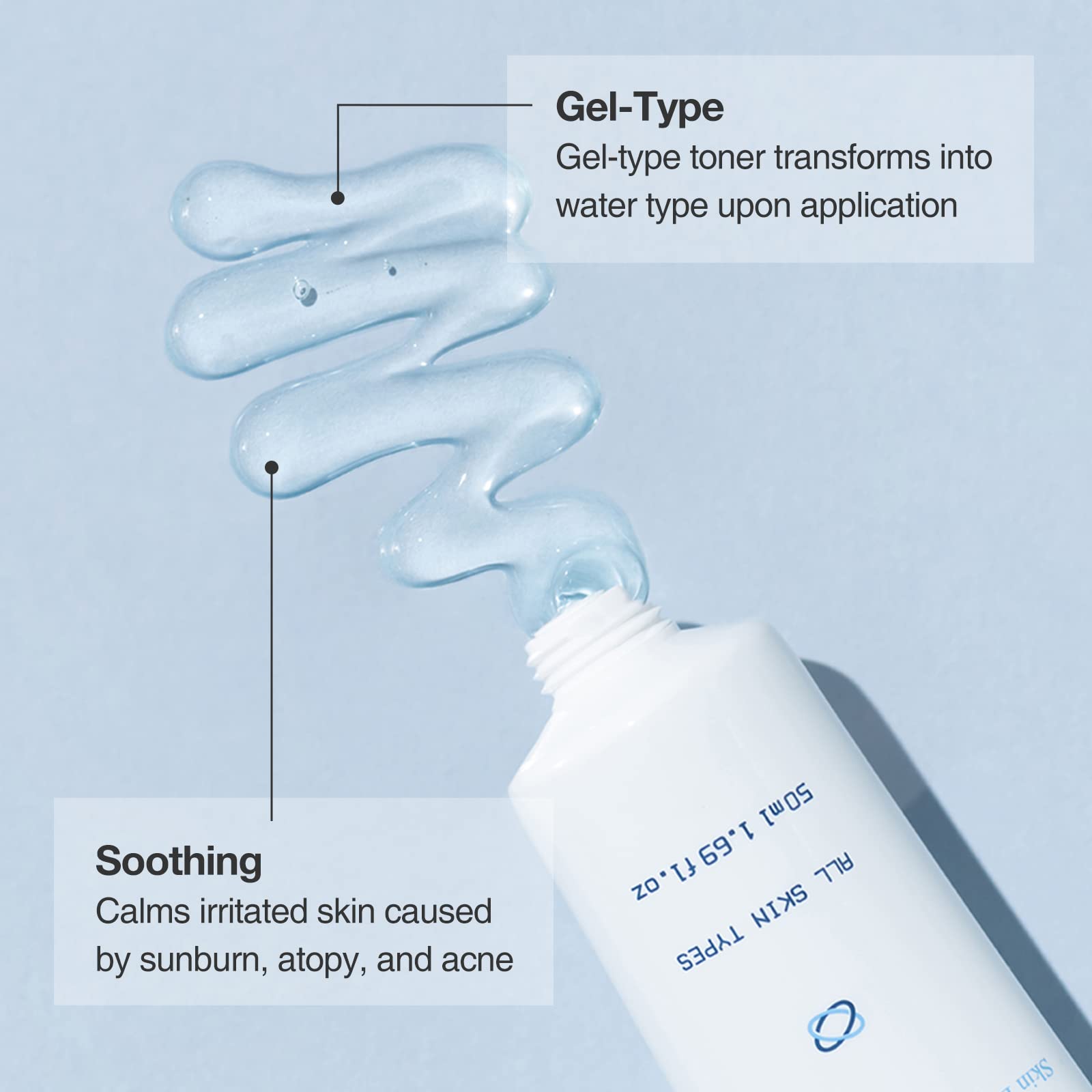 OxygenCeuticals Toning Gel texture closeup demonstrating soothing hydration for dry skin