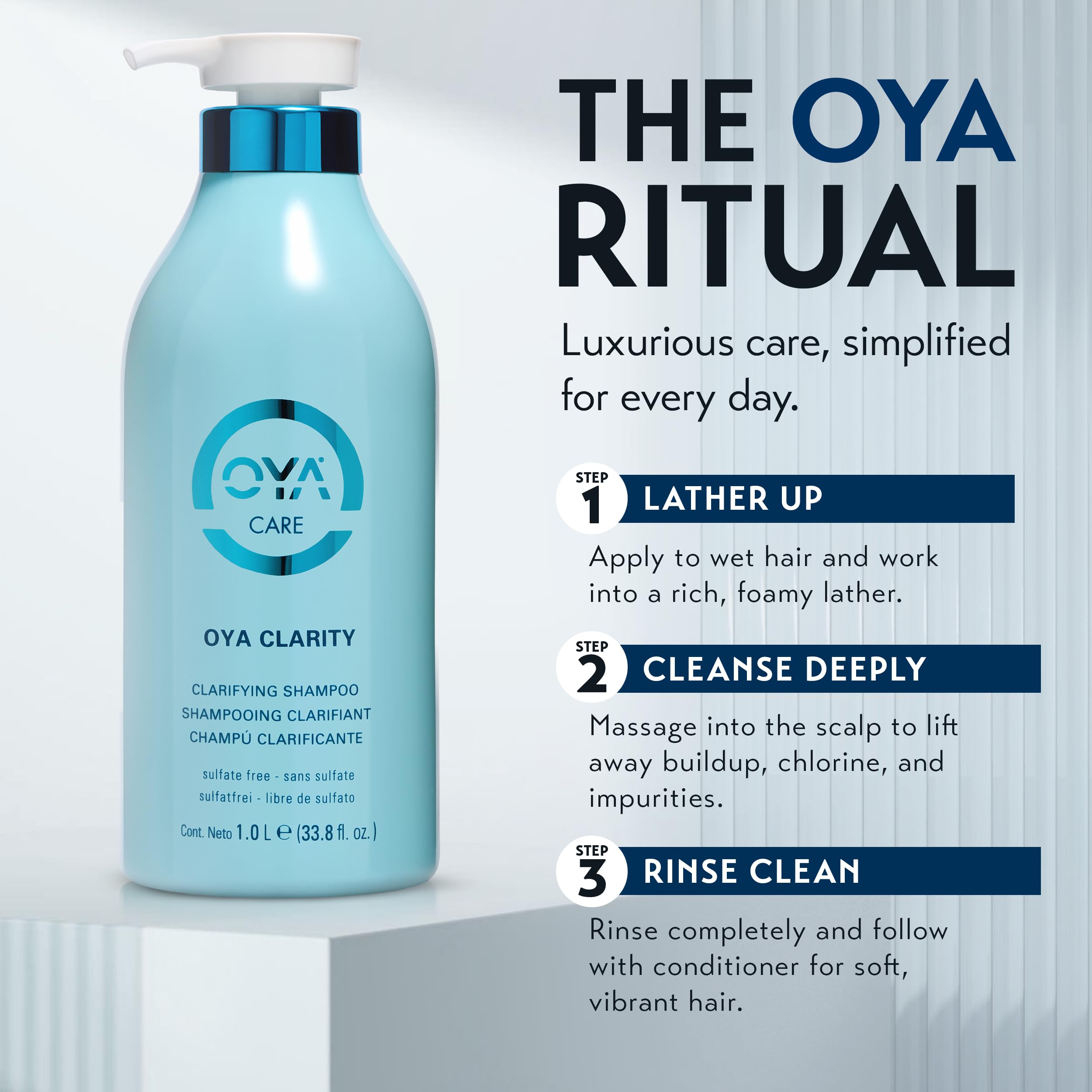 OYA Clarity protective formula image underscores sulfate-free, gentle cleansing