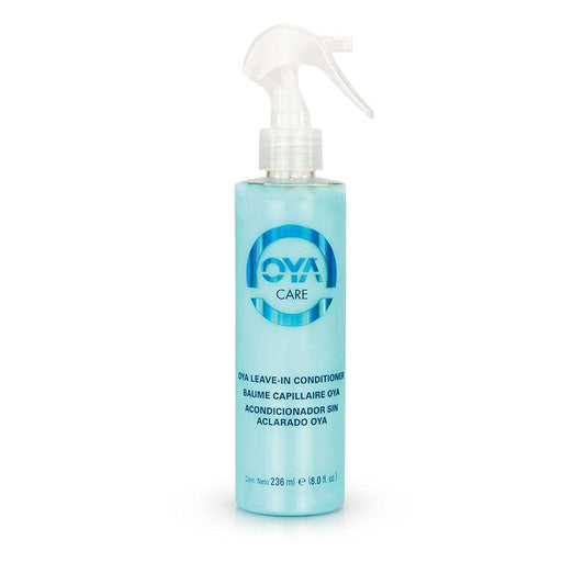 OYA leave-in conditioner bottle closeup for silky, manageable hair.