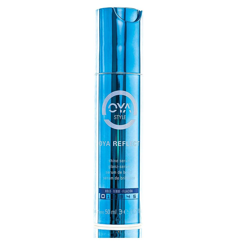 OYA Reflect Hair Shine Serum bottle shows lightweight hydration and frizz control.
