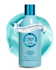 OYA Shampoo bottle close-up showing a moisturizing formula for color-treated hair.