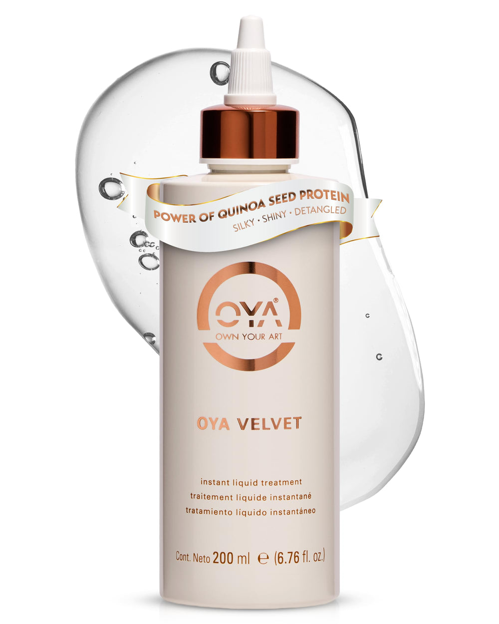 OYA Velvet Instant Hair Conditioner bottle ready for deep hydration.