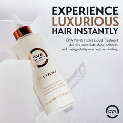OYA Velvet Instant Hair Conditioner bottle with pump for easy, quick conditioning.