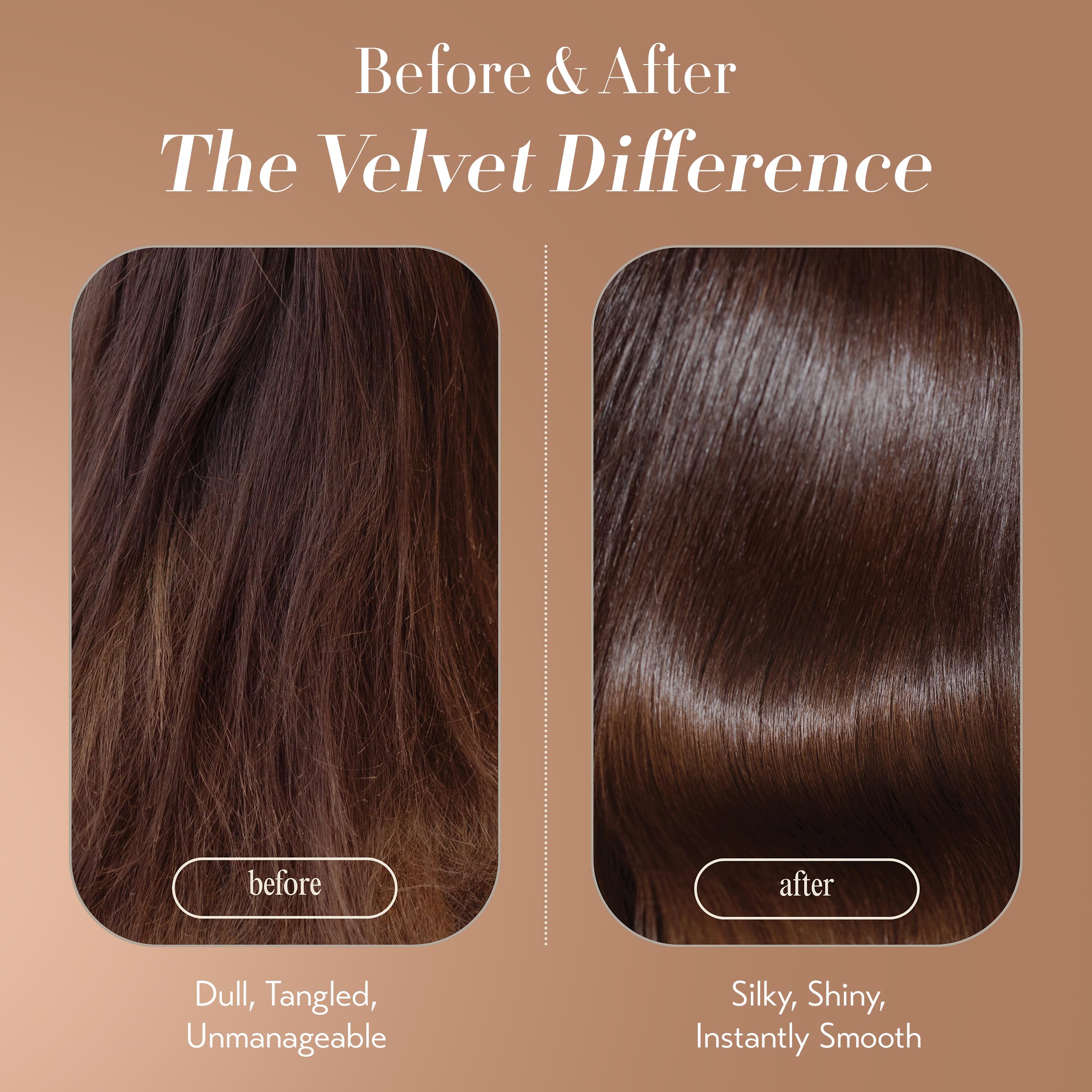 Silky, smooth strands with natural shine after applying OYA Velvet.