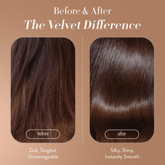 Silky, smooth strands with natural shine after applying OYA Velvet.