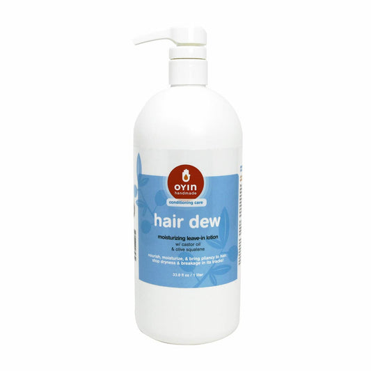 Oyin Handmade Hair Dew bottle with pump for daily moisture and pliant hair