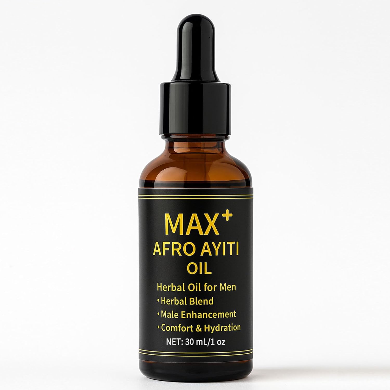 OZZKSO Max+ Afro Ayiti Oil bottle showing quick absorption and smooth skin.