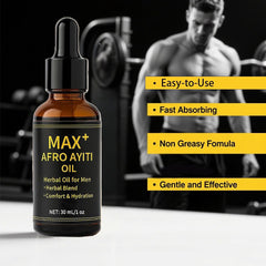 OZZKSO Max+ Afro Ayiti oil texture close-up emphasizing quick absorption.