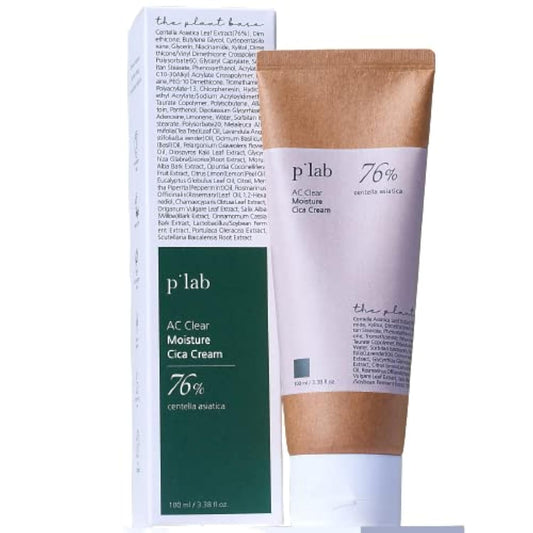 P'LAB Plant Base Cica Distillate Moisture Cream jar front shows lightweight gel texture for sensitive skin