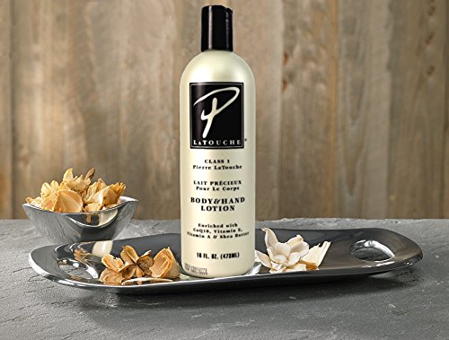 P. Latouche body and hand lotion 16 oz hands application view highlighting moisturizing routine.