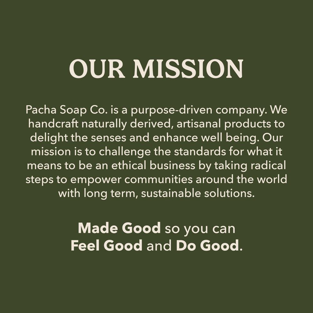 Pacha Soap Co. Calming lavender fragrance enhances daily routines naturally.