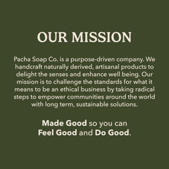 Pacha Soap Co. Calming lavender fragrance enhances daily routines naturally.