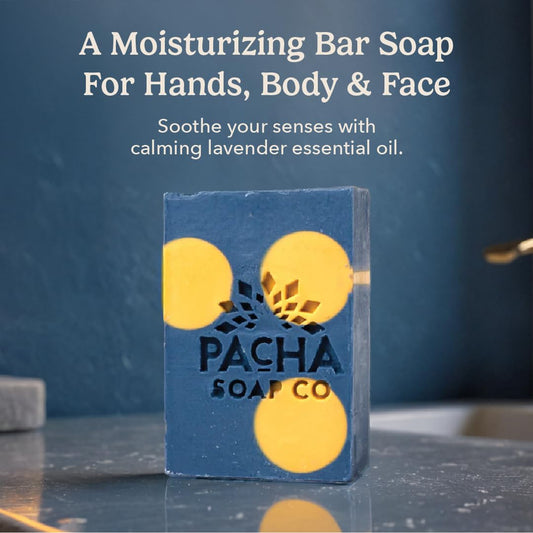 Pacha Soap Co. Handcrafted small-batch bar soap demonstrates care and yields a rich, luxurious lather.