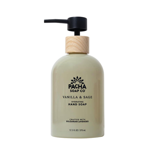 Pacha Soap Co Vanilla & Sage soap being poured for a soft cleanse