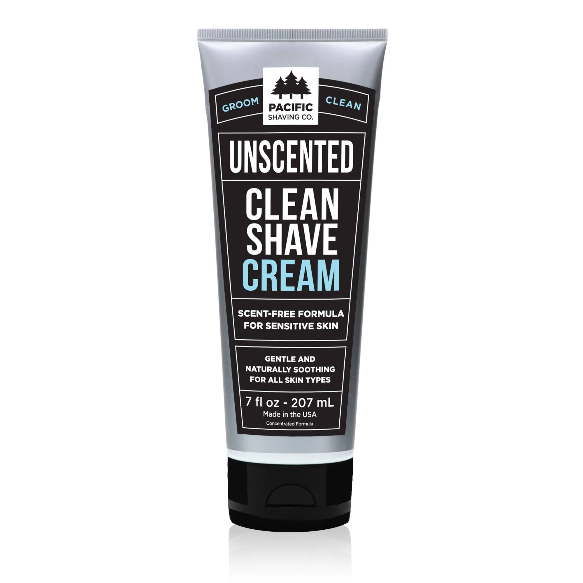 Pacific Shaving Co Clean Shaving Cream in a 7 oz tub, ideal for daily hydration
