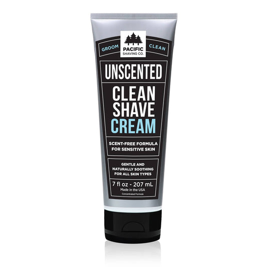Pacific Shaving Co Clean Shaving Cream in a 7 oz tub, ideal for daily hydration