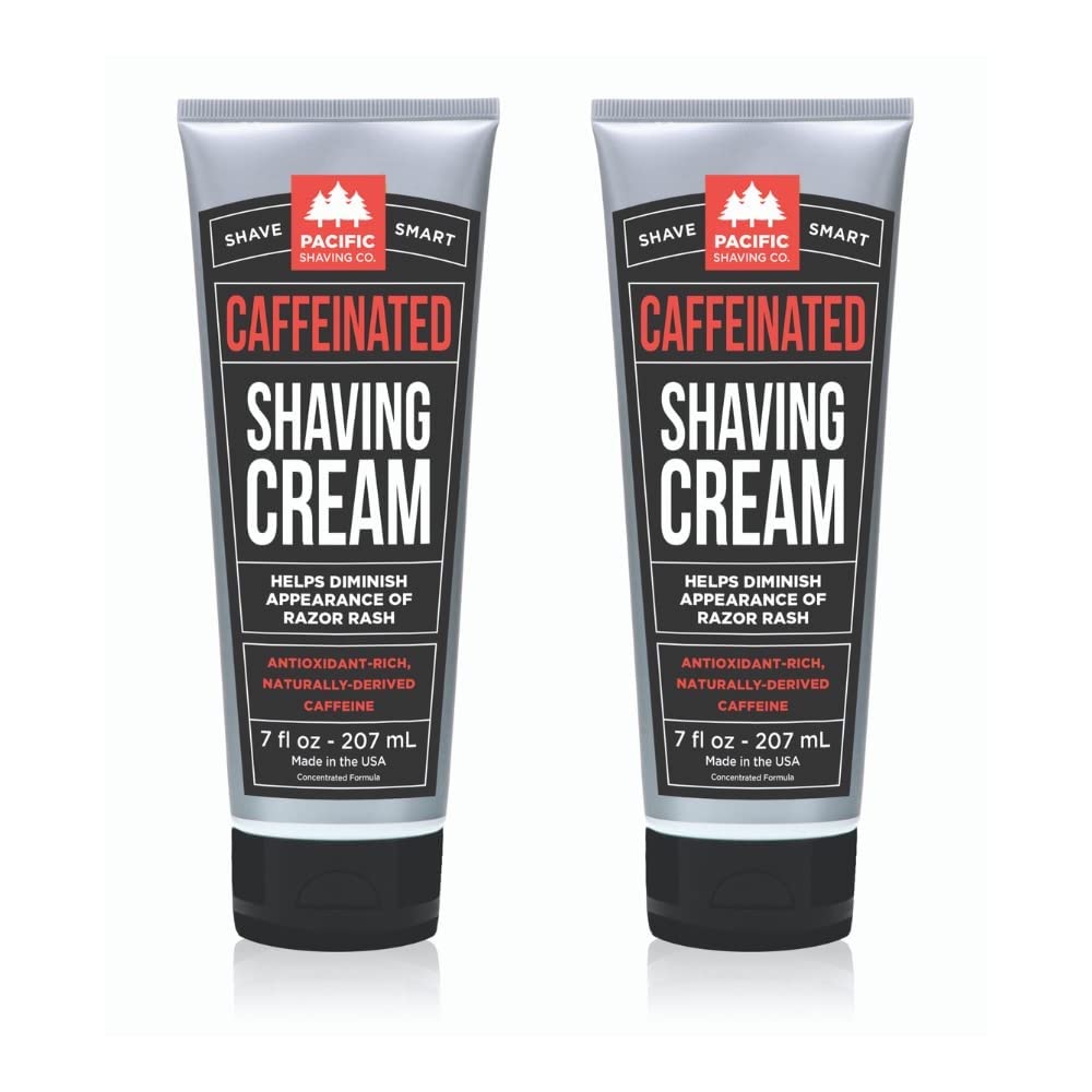 Pacific Shaving Company caffeinated shaving cream foam for a hydrated, energized shave.