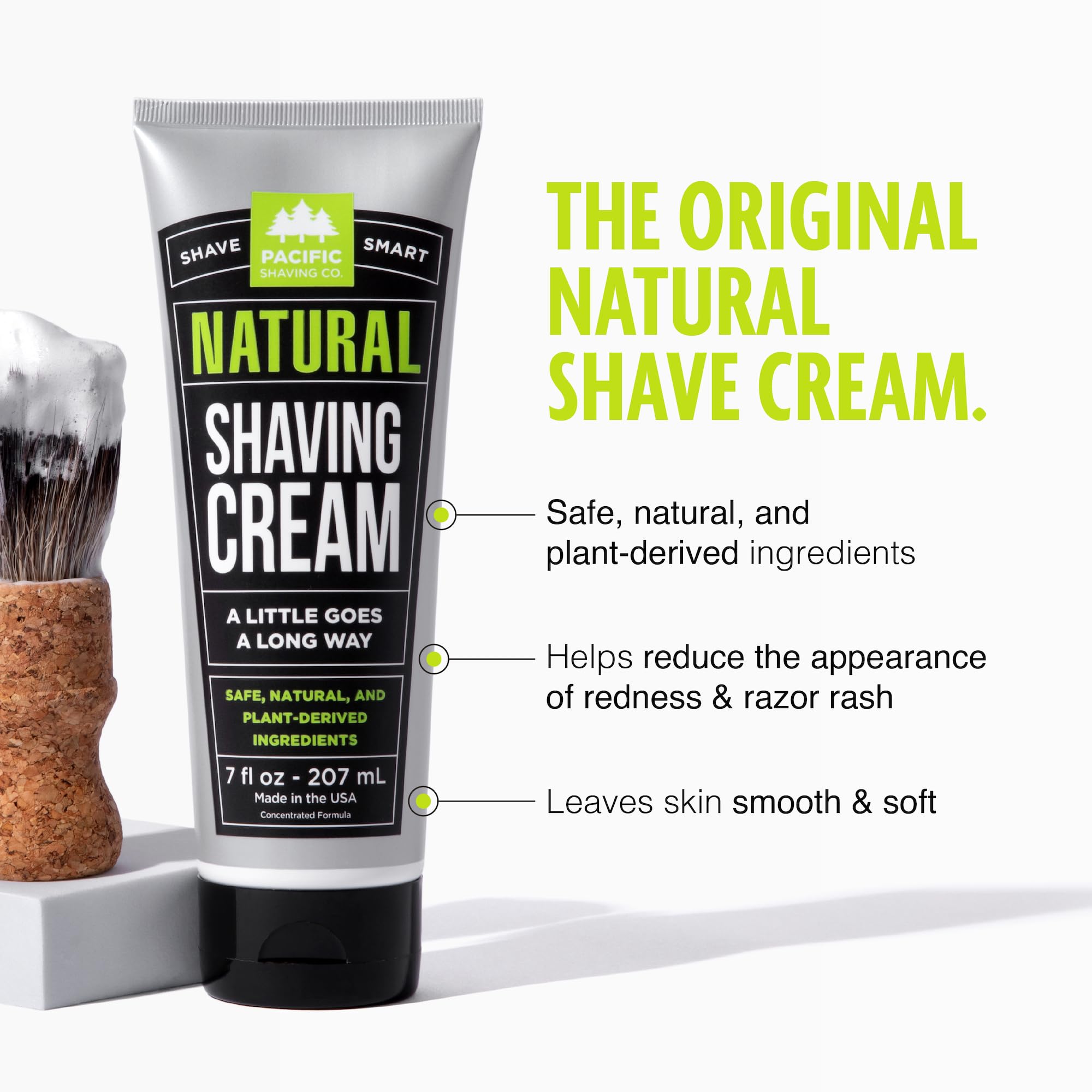Pacific Shaving Company cream foam close-up illustrating smooth application and glide.