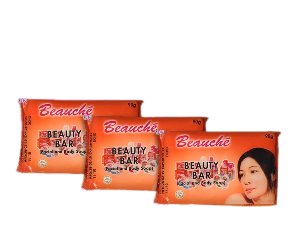 Pacific Supply Express Beauche Beauty Bar orange front view with three bars, ideal for daily body cleansing.