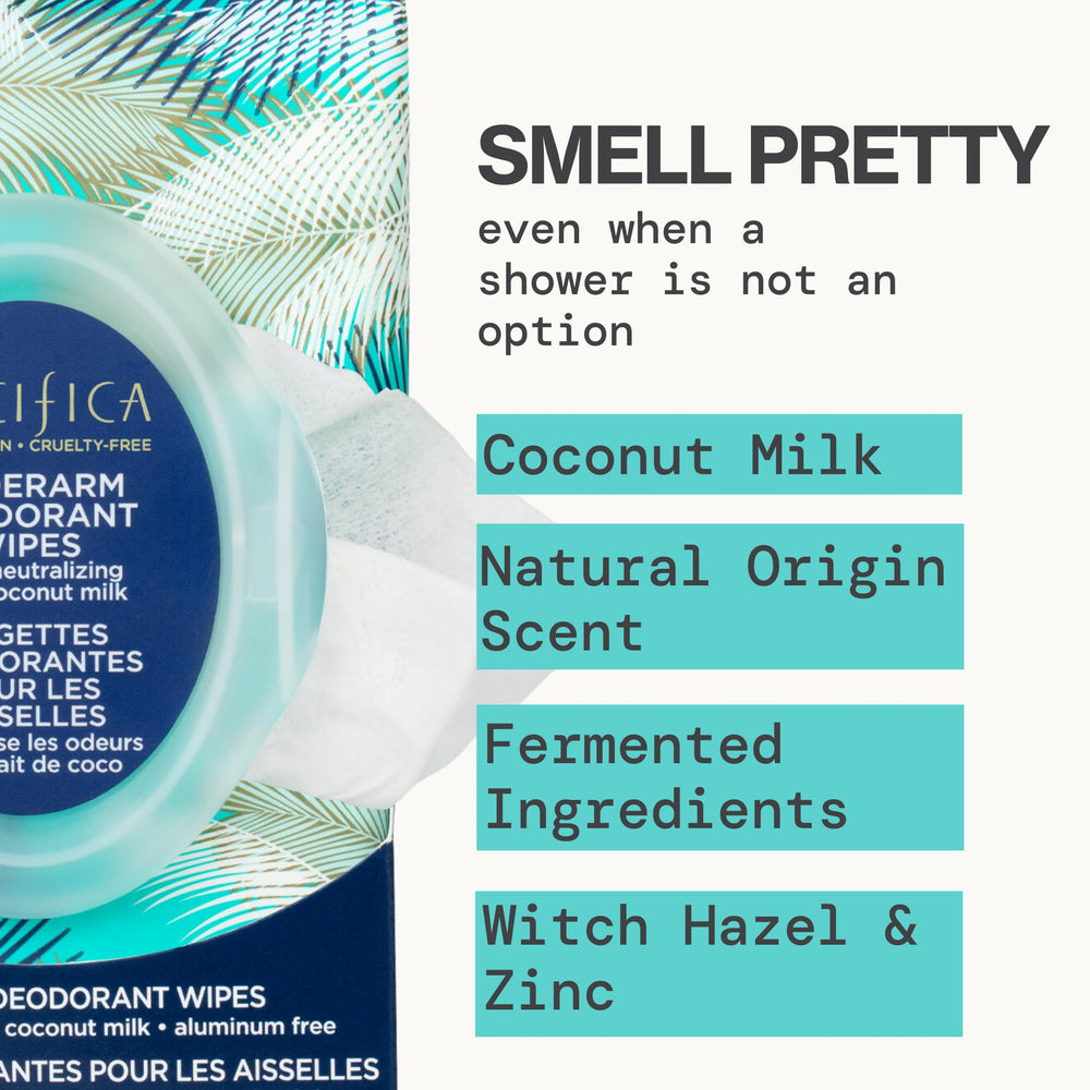 Pacifica coconut milk underarm wipes organic cotton wipe ready for daily use