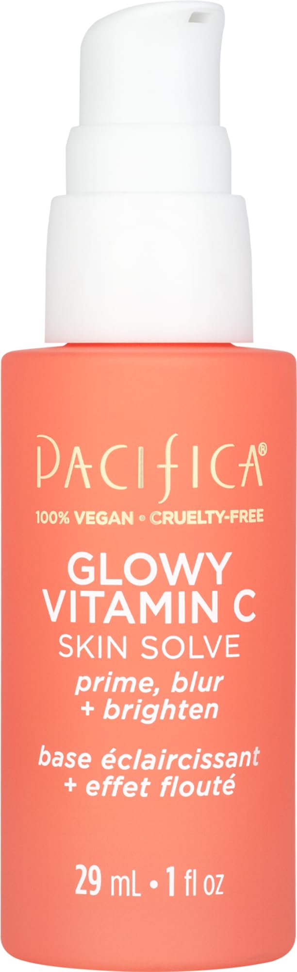 Pacifica Glowy Vitamin C Skin Solve Primer bottle for a luminous makeup base.