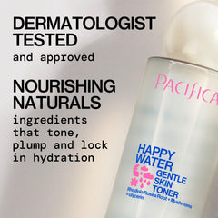 Pacifica Happy Water Toner face application demonstrates fast-absorbing hydration.