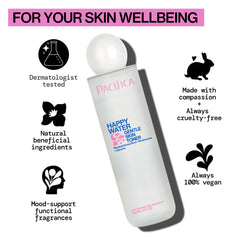 Pacifica Happy Water Toner hyaluronic acid detail shows plump, soft skin.