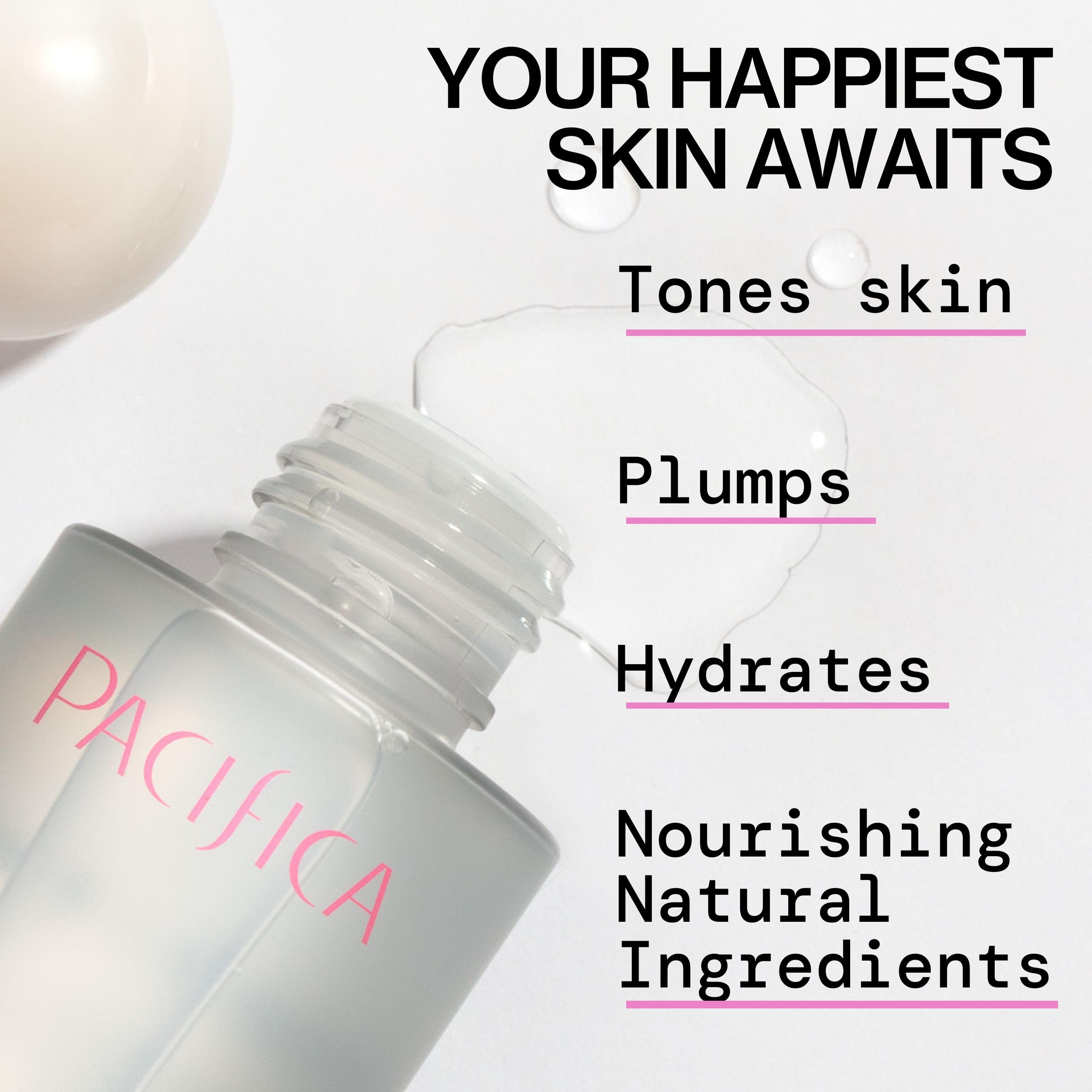 Pacifica Happy Water Toner mist spray enables quick, refreshing hydration.