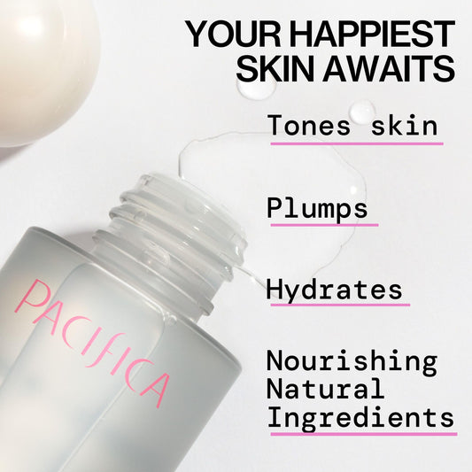 Pacifica Happy Water Toner mist spray enables quick, refreshing hydration.