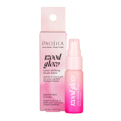 Pacifica Mood Glow blush balm pump bottle shows clean, travel-friendly packaging for on the go touch ups.
