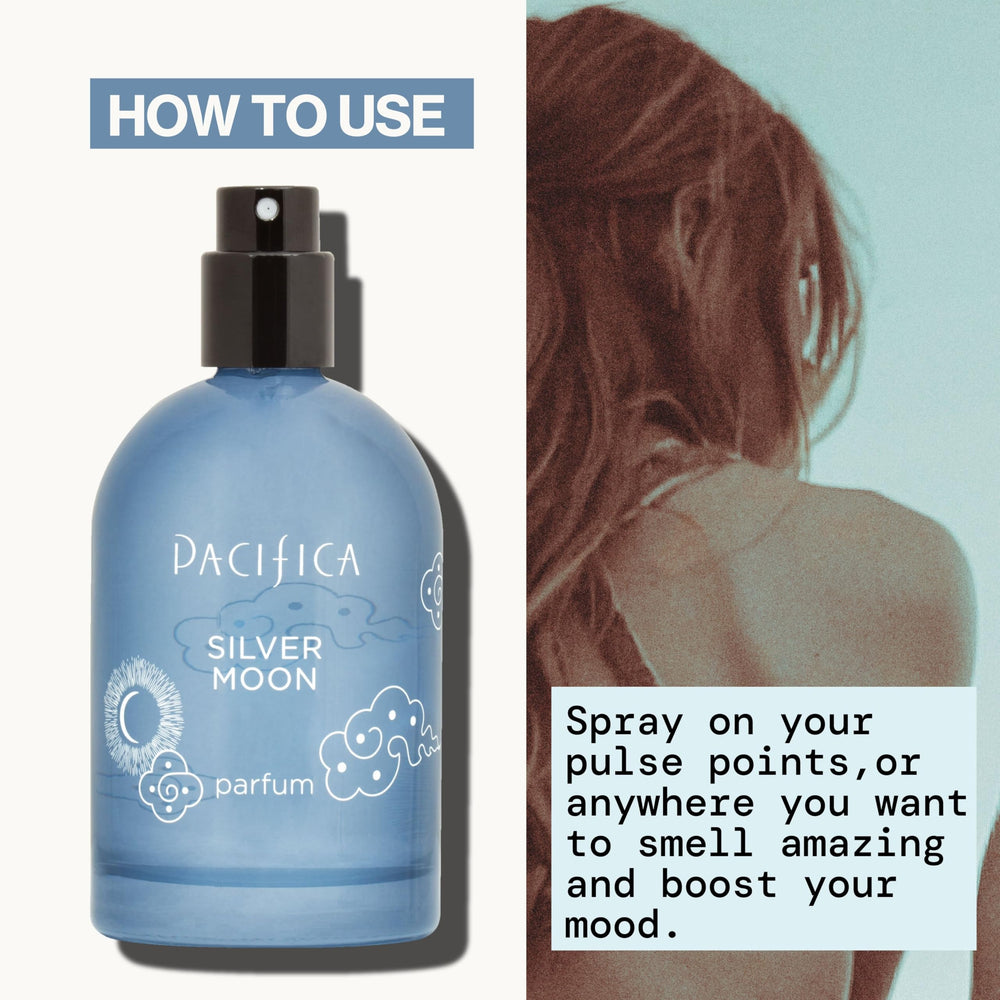 Pacifica Silver Moon label close-up shows vegan, cruelty-free certification.
