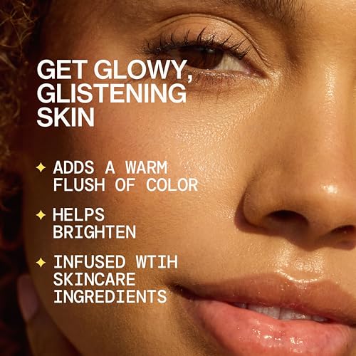 Pacifica Sunset Glow Drops applied to cheek highlight for natural luminosity