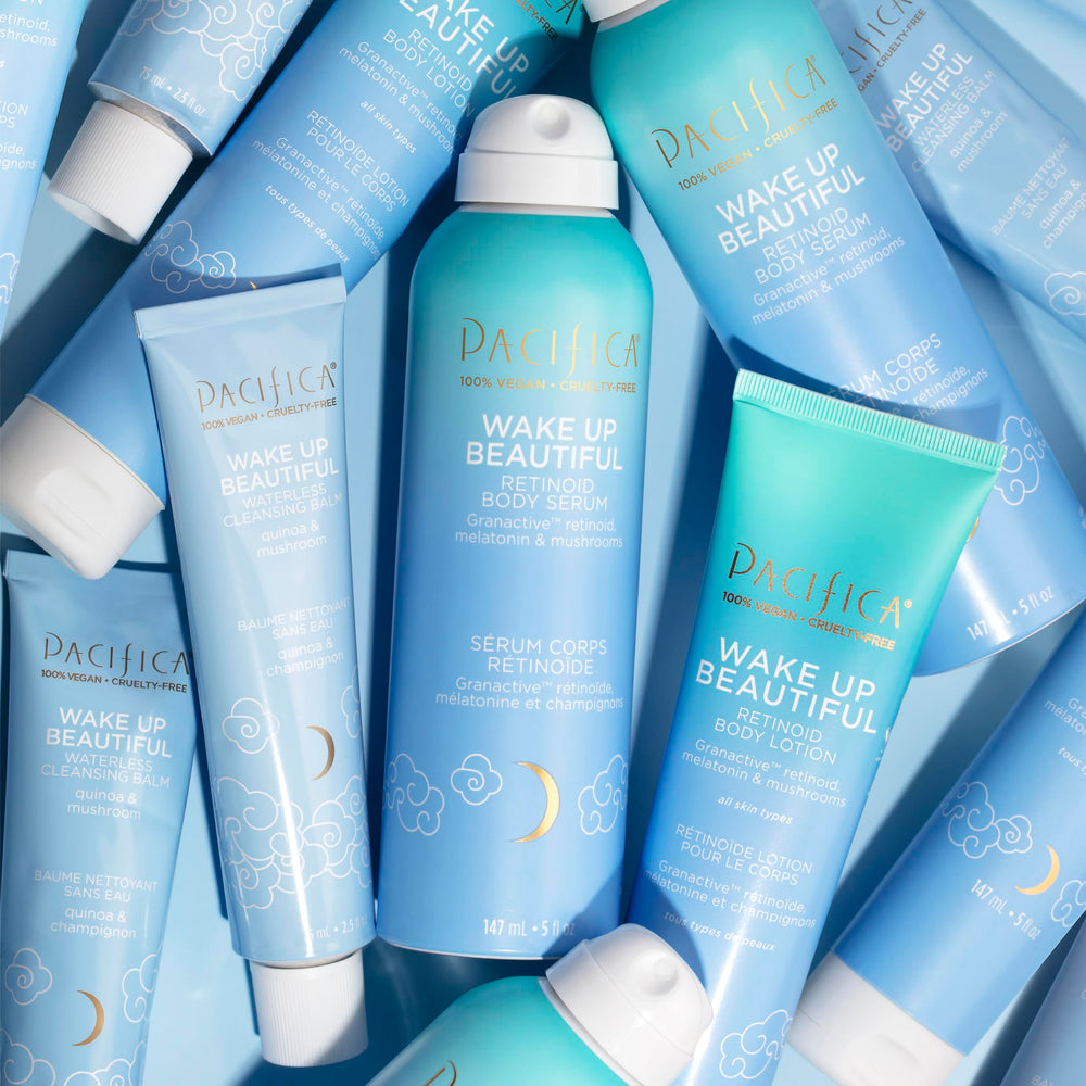 Vegan and cruelty-free packaging for Pacifica Wake Up Beautiful lotion