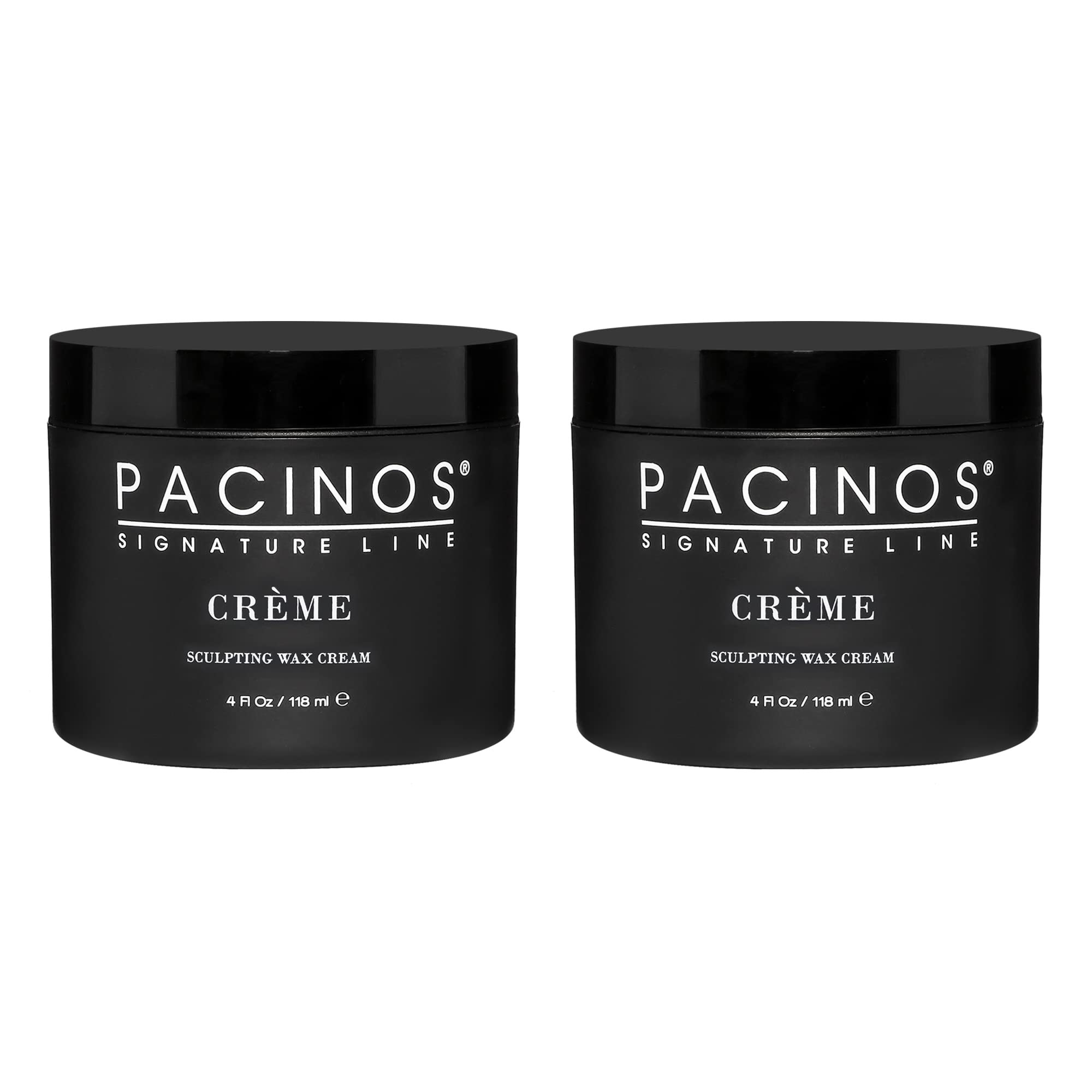Pacinos Creme Hair Sculpting Wax Cream jar showing versatile hold for textured styles.