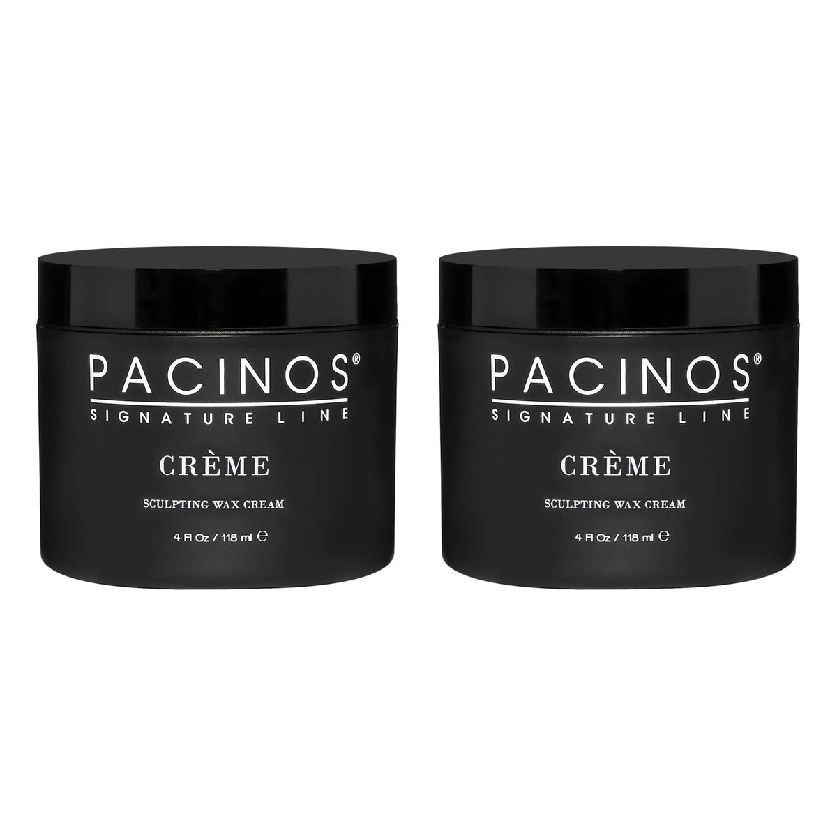 Pacinos Creme Hair Sculpting Wax Cream jar showing versatile hold for textured styles.