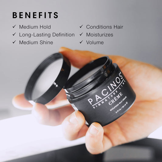Pacinos Creme semi-shine finish bottle provides balanced gloss for everyday looks.