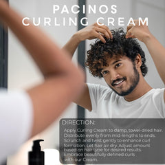 Tube of Pacinos Curling Cream shown for travel-friendly styling.