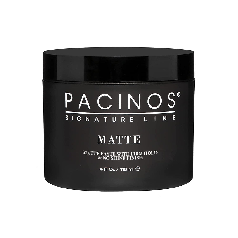 Pacinos Matte Hair Paste applied to damp hair for strong hold and natural matte finish.