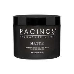 Pacinos Matte Hair Paste applied to damp hair for strong hold and natural matte finish.