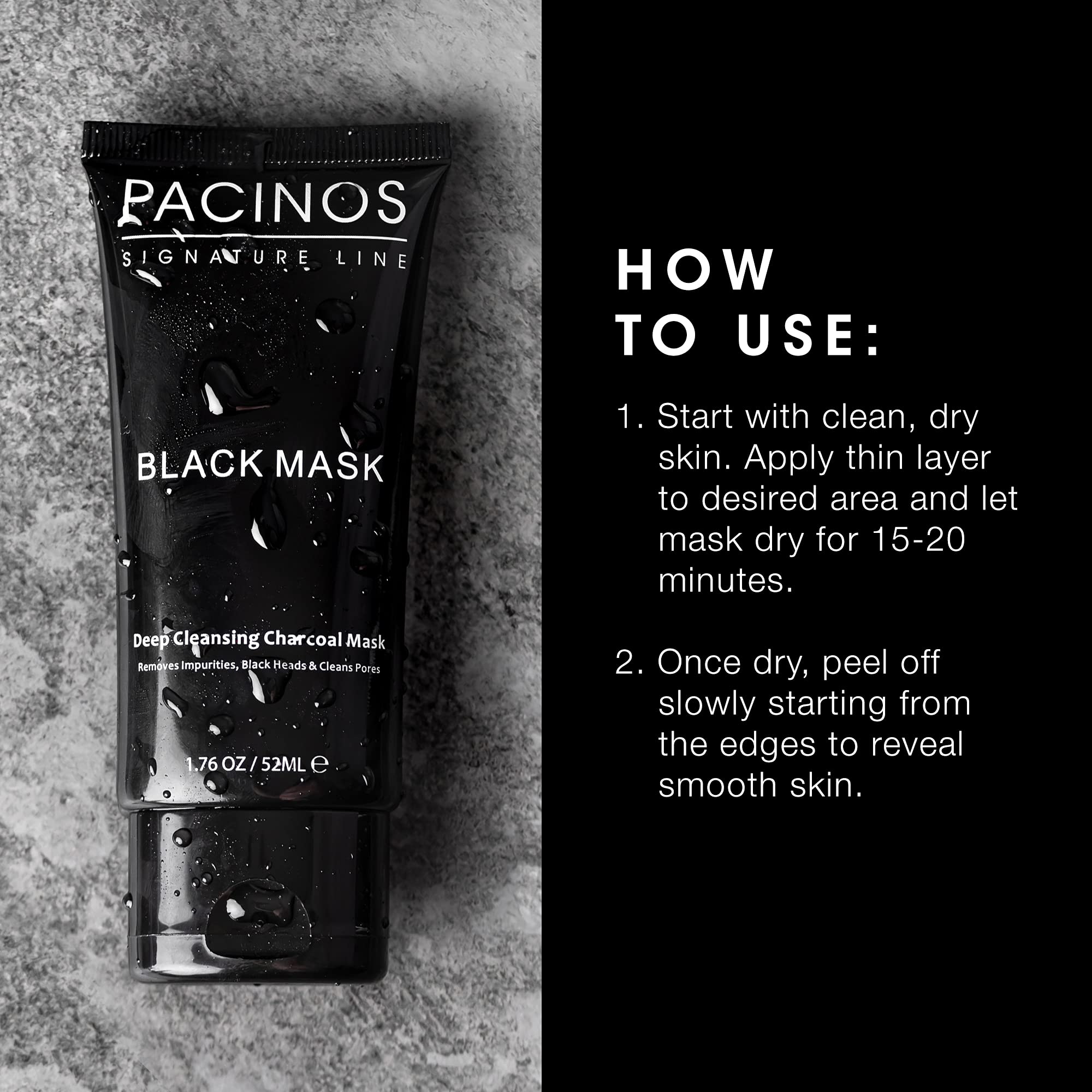 Pacinos packaging box showcasing product presentation and premium skincare.