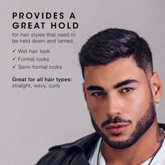 Texture swatch of Pacinos Sleek Extrahold pomade for even application on medium to long hair.