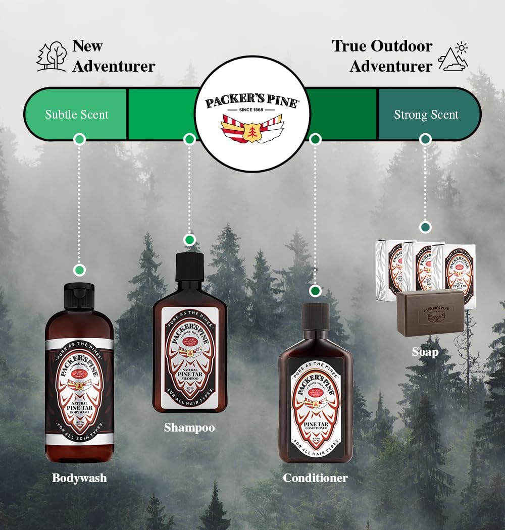 Packer's Pine Tar Conditioner creamy texture promotes smooth, refreshed strands.